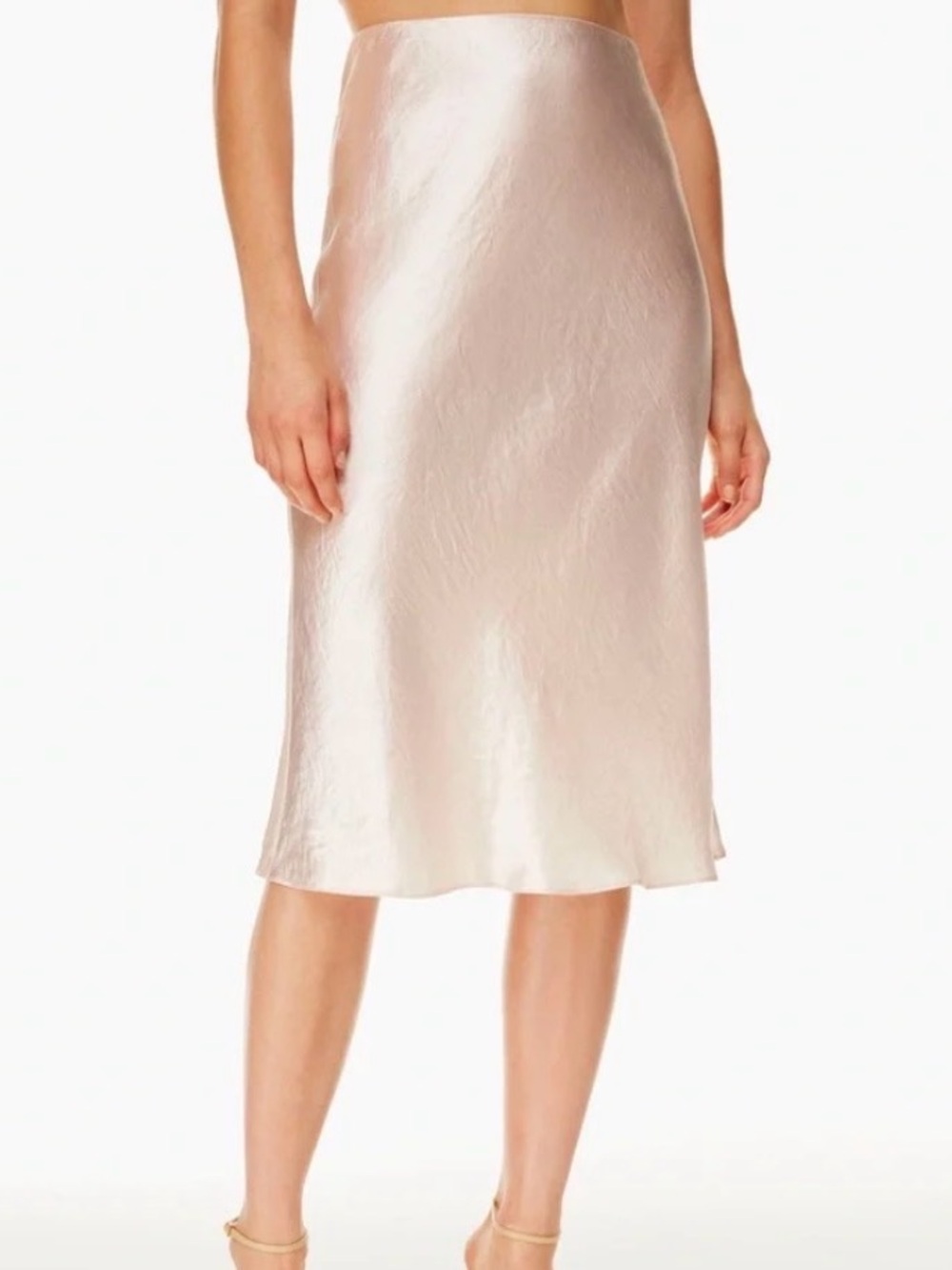 Aritzia Satin Midi Slip Skirt in Light Blush